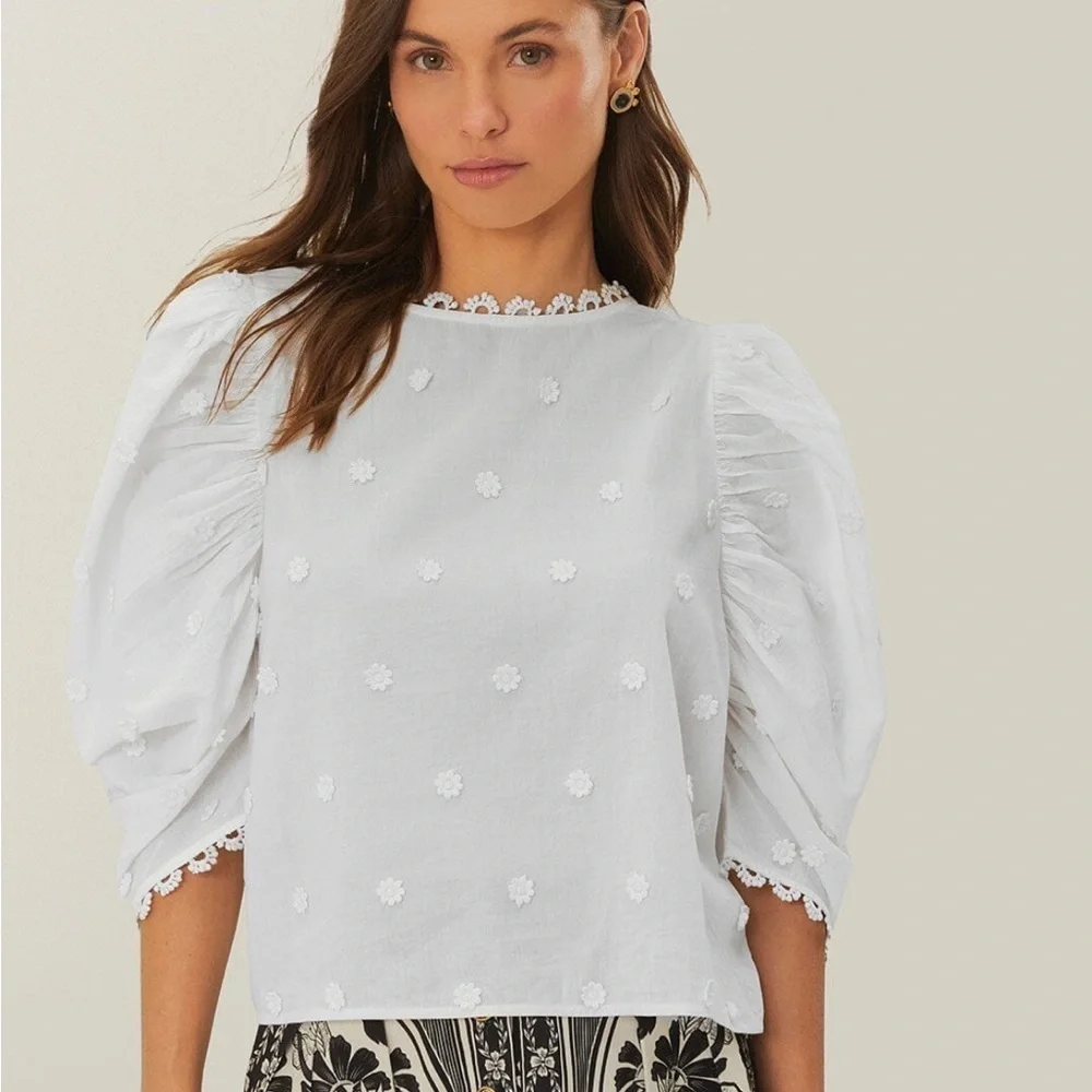 NWT Off-White 3d Flowers Cotton Blouse S